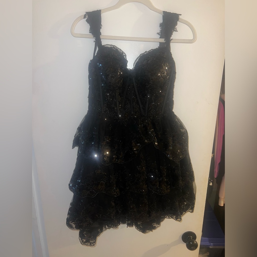 Black Sequin Homecoming Dress